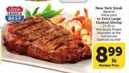 Albertsons New York Steak or Extra Large Cooked Shrimp offer