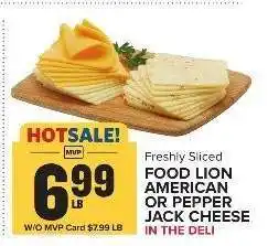 Food Lion Food Lion American or Pepper Jack Cheese offer