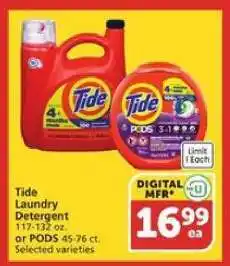 Albertsons Tide laundry detergent or pods offer