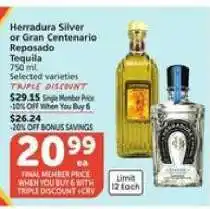 Albertsons Herradura Silver or Gran Centenario Reposado Tequila offer