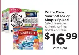 Kroger White Claw, Smirnoff Ice or Simply Spiked offer