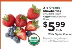 Kroger Organic Strawberries or Blueberries offer