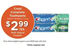 Pick'n Save Crest Complete Toothpaste offer