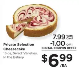 Pick'n Save Private Selection Cheesecake offer