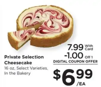 Pick'n Save Private Selection Cheesecake offer