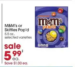 Giant Eagle M&M’s or Skittles Pop’d offer
