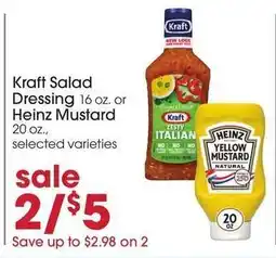 Giant Eagle Kraft Salad Dressing or Heinz Mustard offer