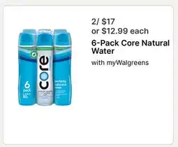 Walgreens 6-Pack Core Natural Water offer