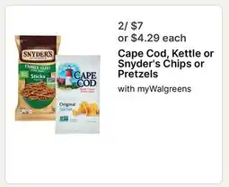 Walgreens Cape Cod, Kettle or Snyder's Chips or Pretzels offer