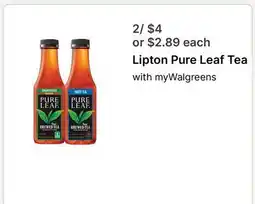 Walgreens Lipton Pure Leaf Tea offer