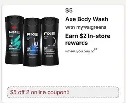 Walgreens Axe Body Wash offer