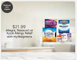Walgreens Allegra, Nasacort or Xyzal Allergy Relief offer