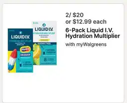 Walgreens 6-Pack Liquid I.V. Hydration Multiplier offer