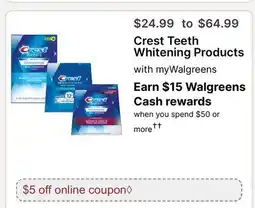 Walgreens Crest Teeth Whitening Products offer