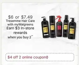 Walgreens Tresemme Hair Care offer