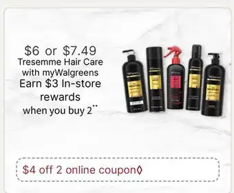 Walgreens Tresemme Hair Care offer