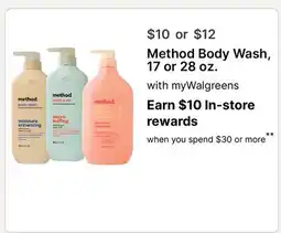 Walgreens Method Body Wash, 17 or 28 oz offer