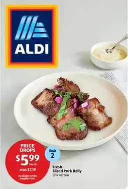 Aldi Fresh Sliced Pork Belly offer