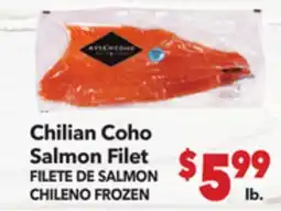 Vallarta Supermarkets Chilian Coho Salmon Filet / FILETE DE SALMON CHILENO FROZEN offer