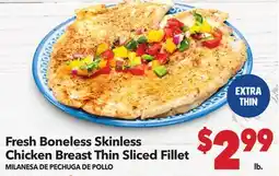Vallarta Supermarkets Fresh Boneless Skinless Chicken Breast Thin Sliced Fillet / MILANESA DE PECUGA DE POLLO offer