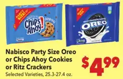 Vallarta Supermarkets Nabisco Party Size Oreo or Chips Ahoy Cookies or Ritz Crackers offer