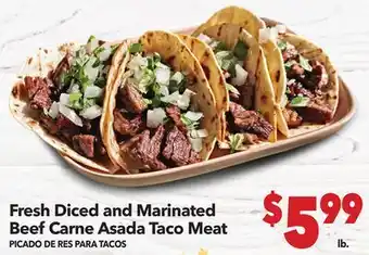 Vallarta Supermarkets Fresh Diced and Marinated Beef Carne Asada Taco Meat / PICADO DE RES PARA TACOS offer