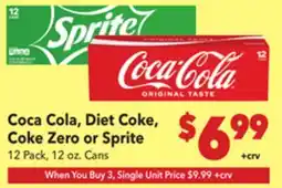 Vallarta Supermarkets Coca Cola, Diet Coke, Coke Zero or Sprite offer