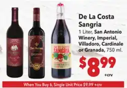 Vallarta Supermarkets De La Costa Sangria offer