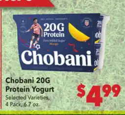 Vallarta Supermarkets Chobani 20G Protein Yogurt offer