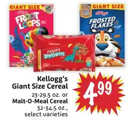 Foodmaxx Kellogg's Giant Size Cereal 23-29.5 oz. or Malt-O-Meal Cereal 32-34.5 oz offer