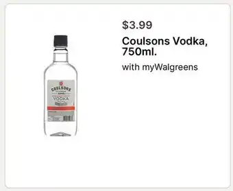 Walgreens Coulsons Vodka, 750ml offer