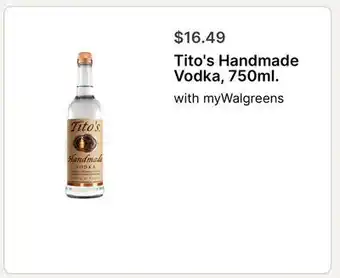 Walgreens Tito's Handmade Vodka, 750ml offer