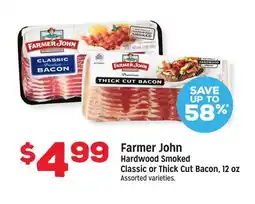 Grocery Outlet Farmer John Hardwood Smoked Classic or Thick Cut Bacon offer
