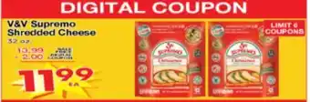Superior Grocers V&V Supremo Shredded Cheese offer