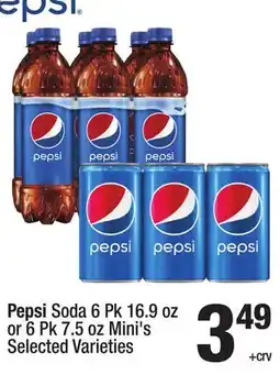 Super King Markets Pepsi Soda 6 Pk 16.9 oz or 6 Pk 7.5 oz Mini's offer
