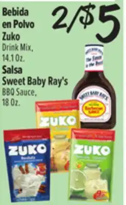 El Super Zuko Drink Mix, 14.1 Oz., Sweet Baby Ray's BBQ Sauce, 18 Oz offer