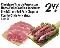 El Super Fresh Sirloin End Pork Chops or Country Style Pork Strips offer