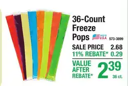 Menards 36-Count Freeze Pops offer