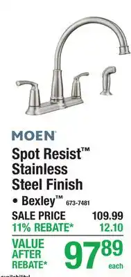 Menards MOEN Spot Resist Stainless Steel Finish Blexy offer