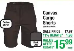 Menards Canvas Cargo Shorts offer