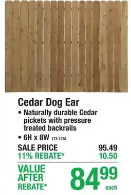 Menards Cedar Dog Ear offer
