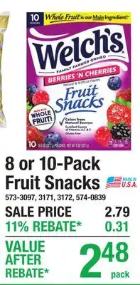 Menards Welch's 8 or 10-Pack Fruit Snacks offer