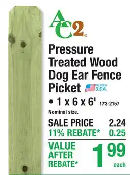 Menards Pressure Treated Wood Dog Ear Fence Picket offer