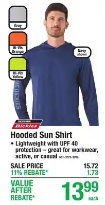 Menards Genuine Dickies Hooded Sun Shirt offer