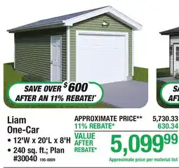 Menards Liam One-Car offer