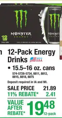 Menards 12-Pack Energy Drinks Beverages offer