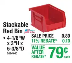 Menards Stackable Red Bin offer