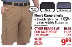 Menards Men's Cargo Shorts offer