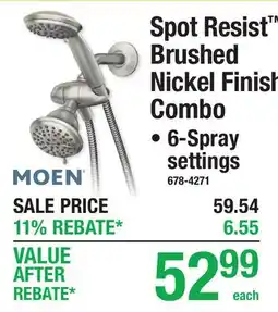 Menards Moen Spot Resist Brushed Nickel Finish Combo offer