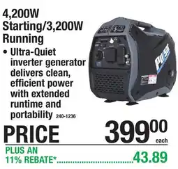 Menards 4,200W Starting/3,200W Running offer
